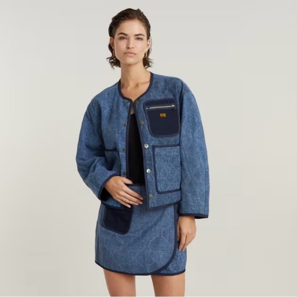 EXCLUSIVE‼️ NWT G-STAR RAW GSSR Quilted Cocoon Denim Jacket in Indigo, Sz Medium